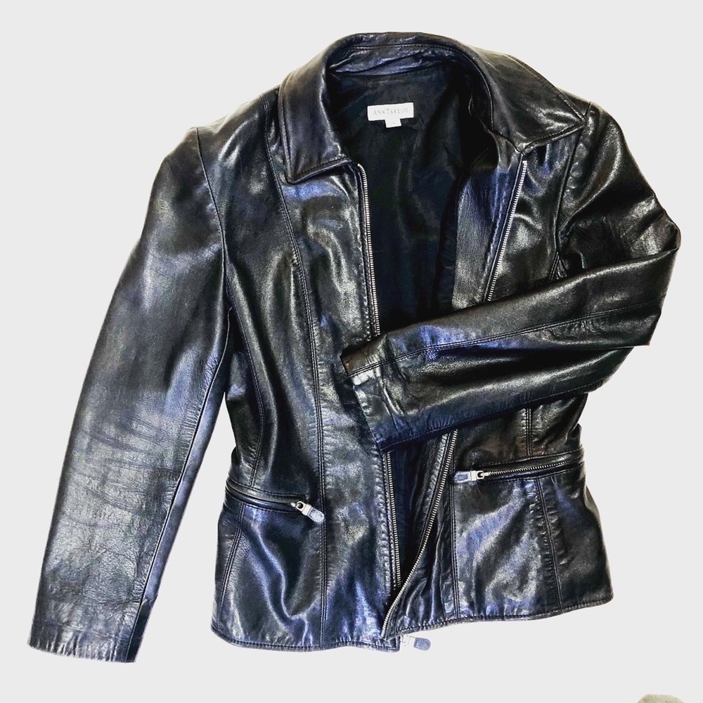 Vintage 1990s Anne Taylor Black Leather Jacket